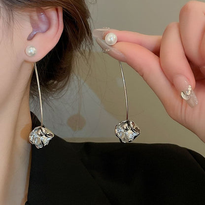 Floral Faux Pearl Alloy Dangle Earring