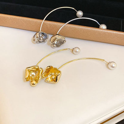 Floral Faux Pearl Alloy Dangle Earring