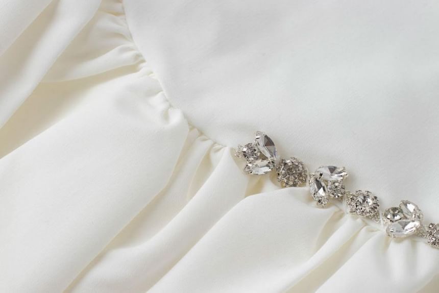 A-Line Rise Plain High Rhinestone Skirt Mini