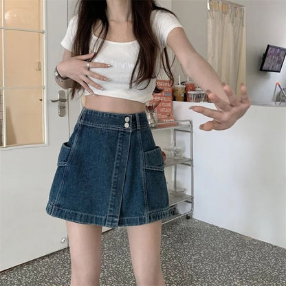 High Skort Denim Waist