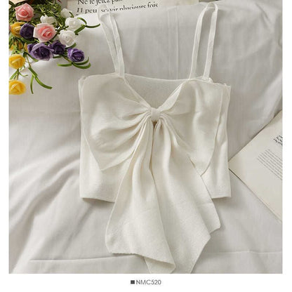 Cropped Top Camisole Plain Bow