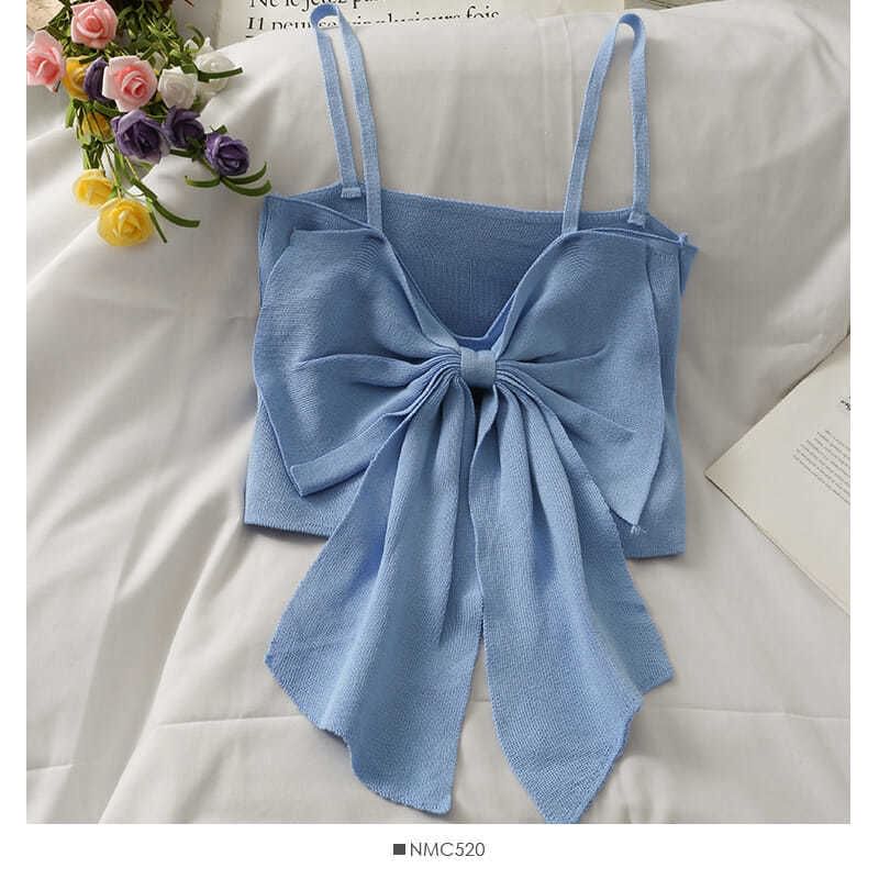 Cropped Top Camisole Plain Bow