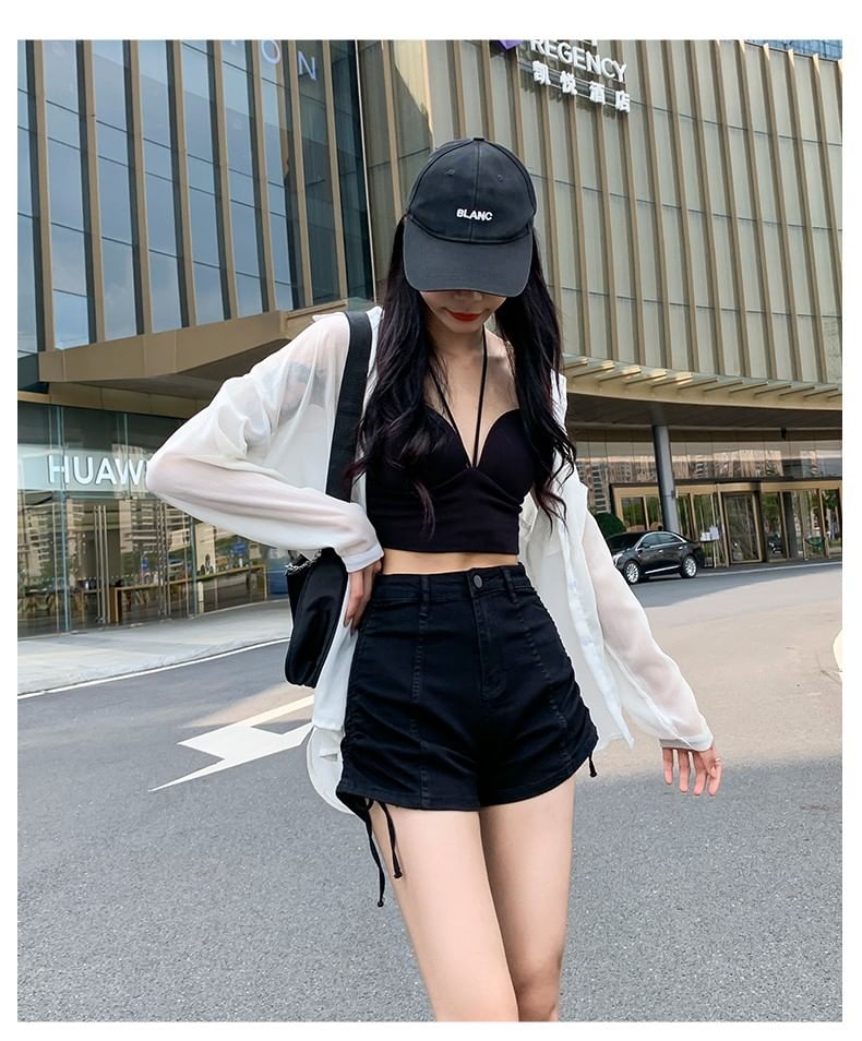 Denim Hot Drawstring Pants Waist high