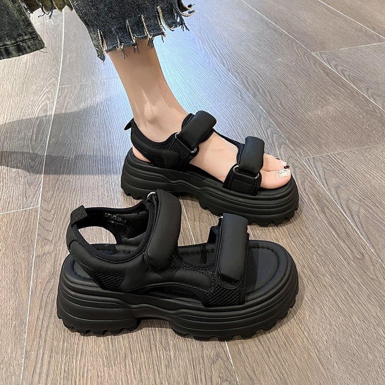 Panel Mesh Platform Sandals