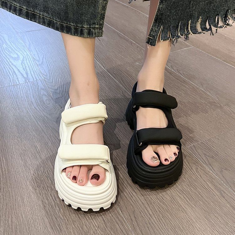 Panel Mesh Platform Sandals