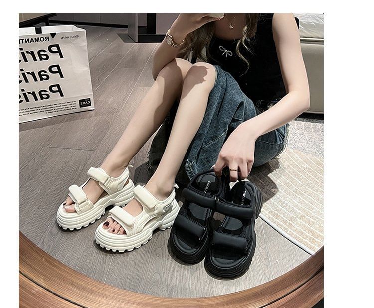 Panel Mesh Platform Sandals