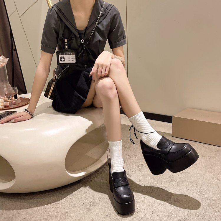 Pumps Penny Loafer Platform Wedge