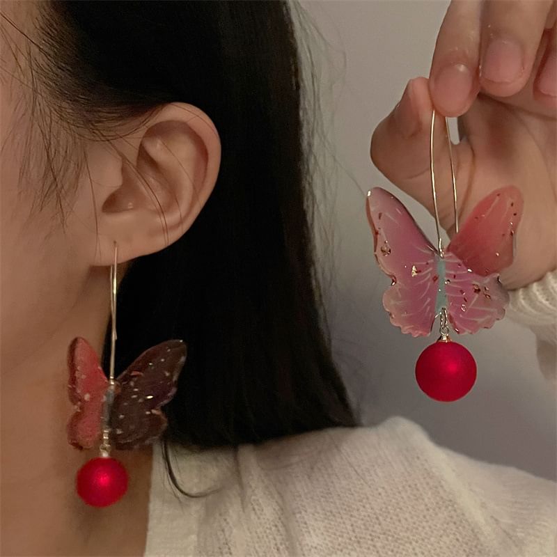 Butterfly Earring Hook Bead Drop