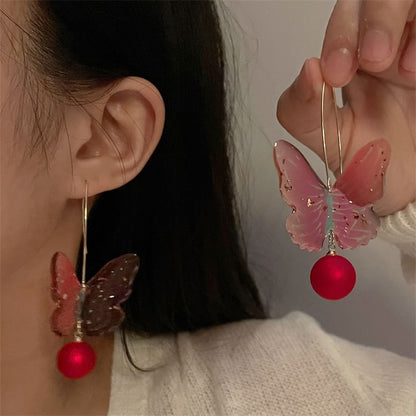 Butterfly Earring Hook Bead Drop