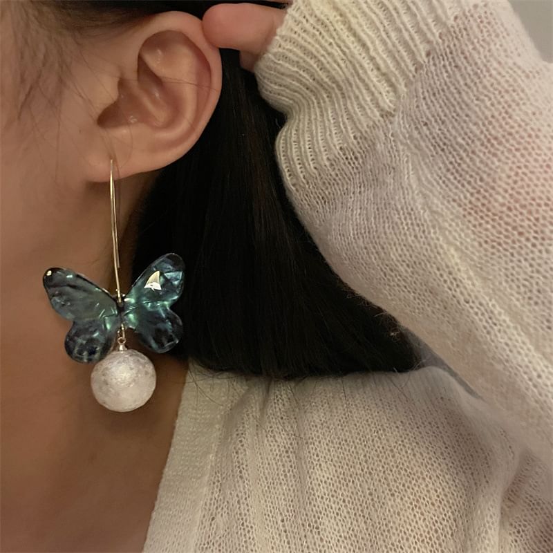 Butterfly Earring Hook Bead Drop