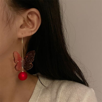 Butterfly Earring Hook Bead Drop