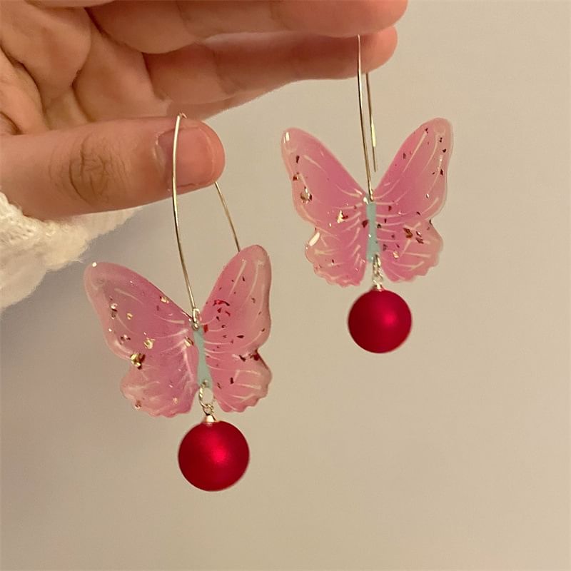 Butterfly Earring Hook Bead Drop