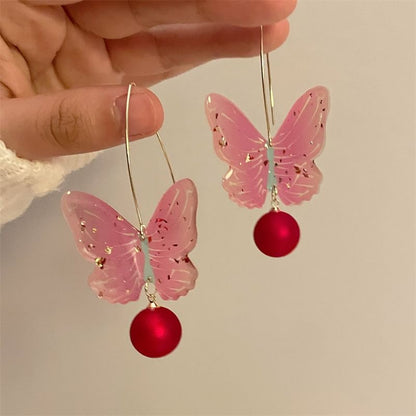 Butterfly Earring Hook Bead Drop