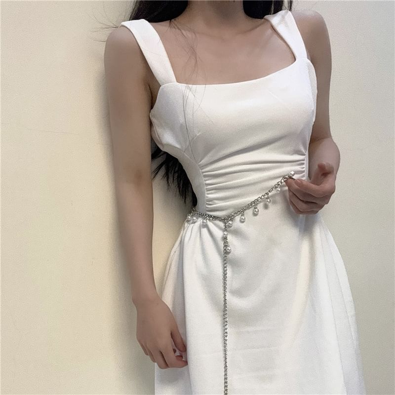 Waist Chain Fringed Faux Belt Pearl