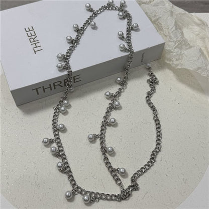 Waist Chain Fringed Faux Belt Pearl
