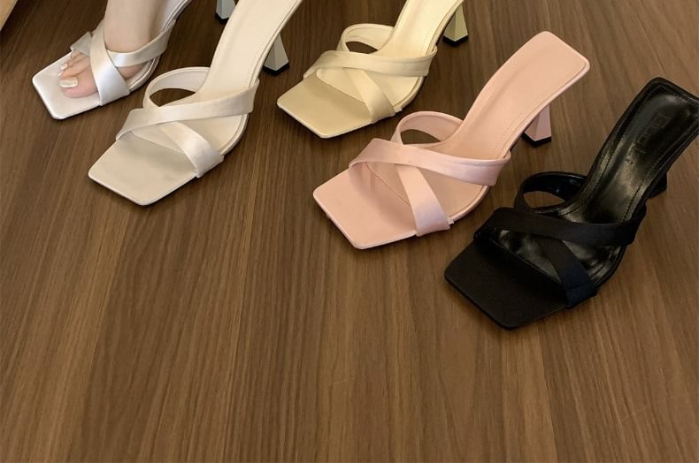 Sample Cross Strap High Heel Slide Sandals