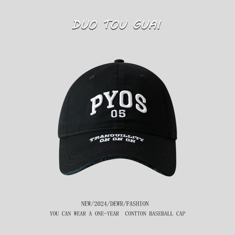 Baseball Cap Lettering Embroidered Frayed