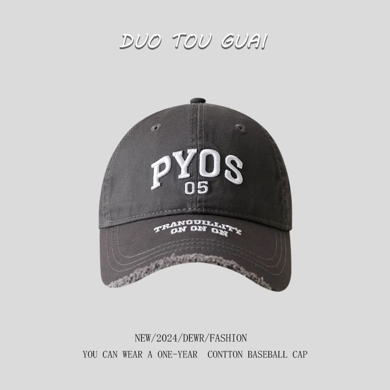 Baseball Cap Lettering Embroidered Frayed