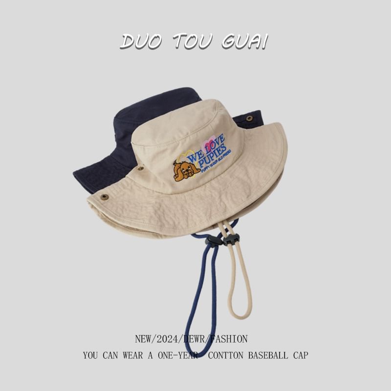 Bucket Cartoon Embroidered Hat