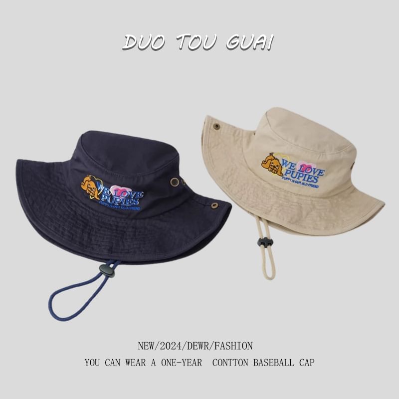 Bucket Cartoon Embroidered Hat