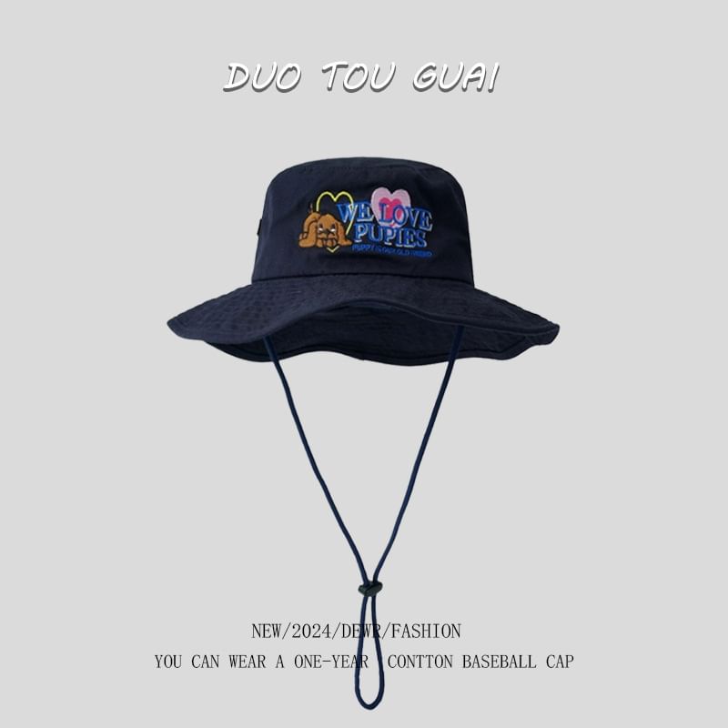 Bucket Cartoon Embroidered Hat