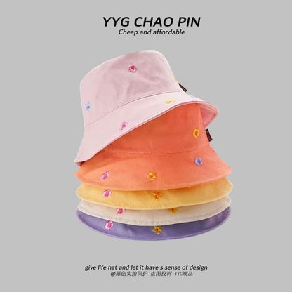 Bucket Floral Embroidered Hat