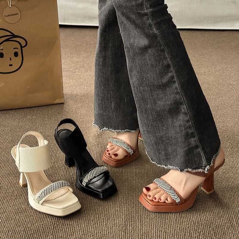 Rhinestone Wedge Sandals Heel