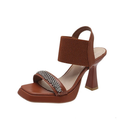 Rhinestone Wedge Sandals Heel