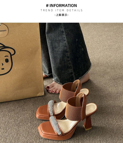 Rhinestone Wedge Sandals Heel