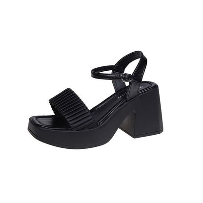 Sandals Toe Block Square Heel