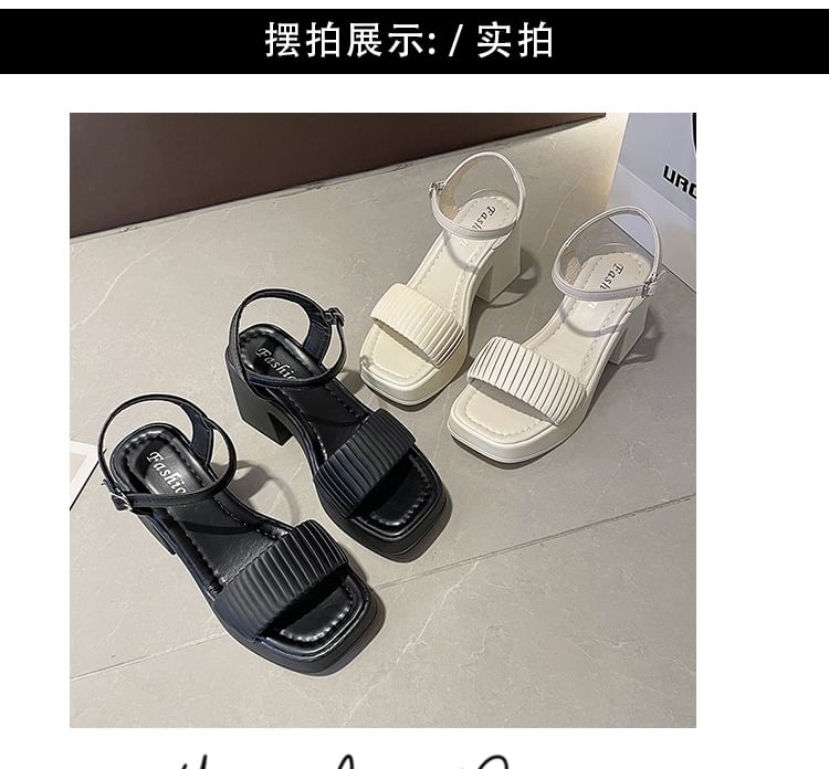 Sandals Toe Block Square Heel