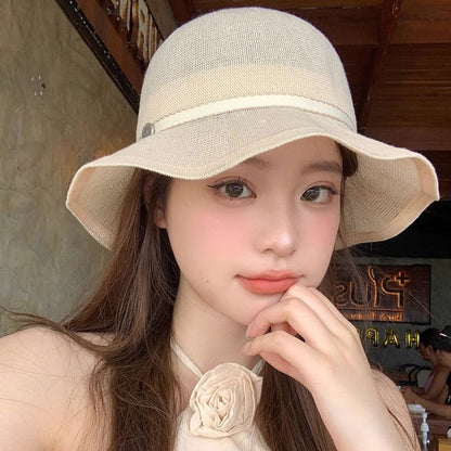 Hat Ruffle Bucket Cotton Linen