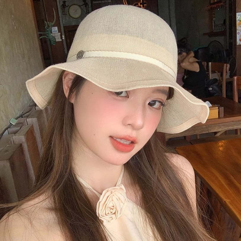Hat Ruffle Bucket Cotton Linen