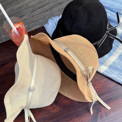 Hat Ruffle Bucket Cotton Linen