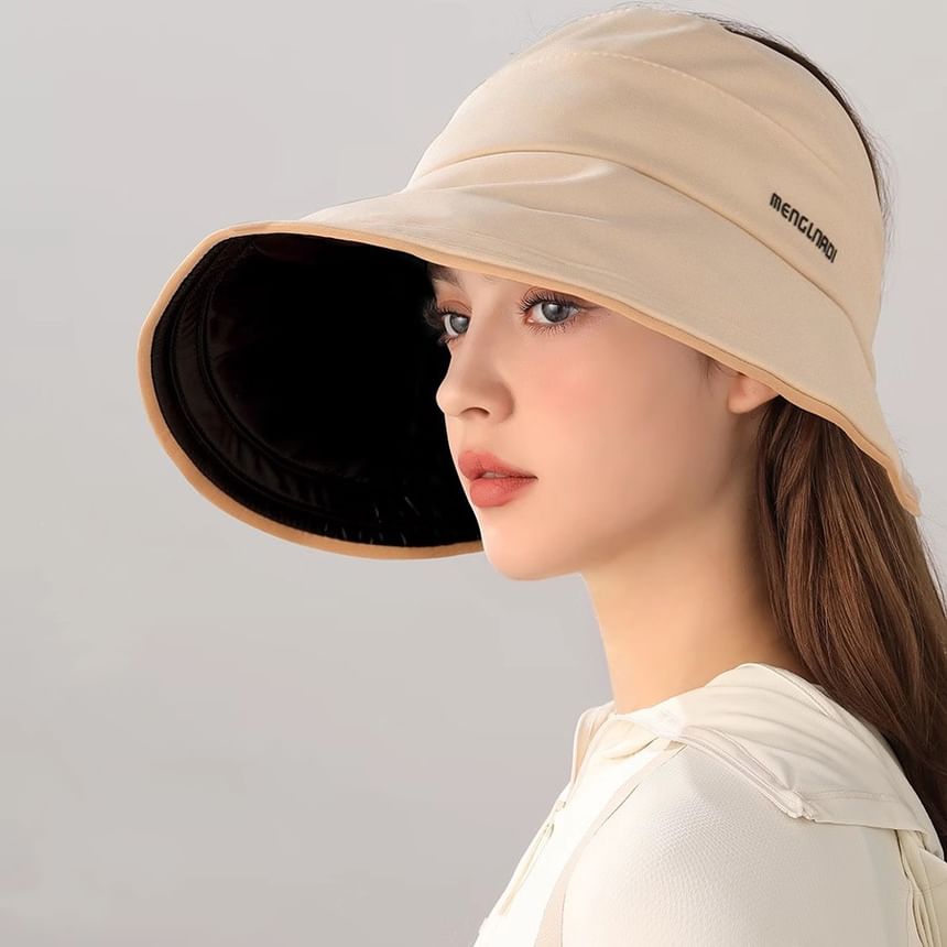 Lettering Open Hat Top Sun Embroidered