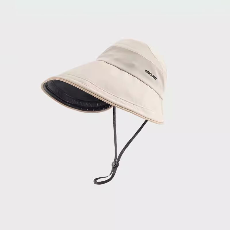 Lettering Open Hat Top Sun Embroidered