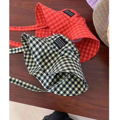 Plaid Bucket Hat Lettering Applique