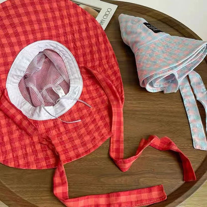 Plaid Bucket Hat Lettering Applique
