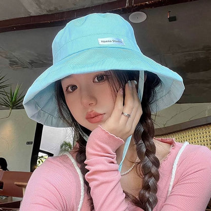 Bucket Lettering Striped Applique Hat