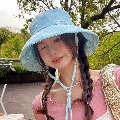 Bucket Lettering Striped Applique Hat