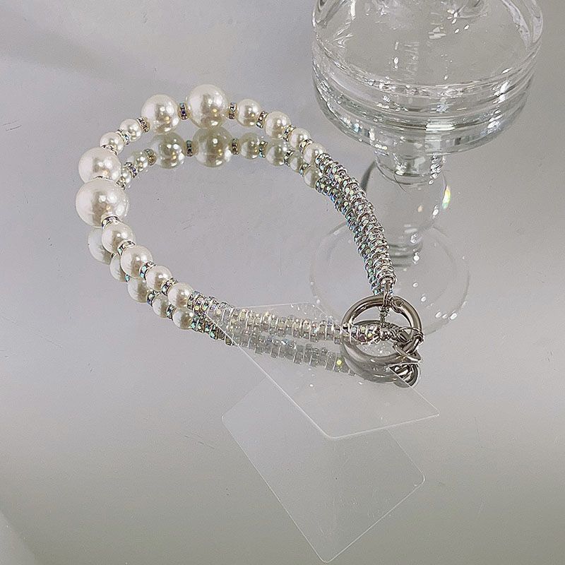 Lanyard Strap Phone Rhinestone Pearl Faux Pad with
