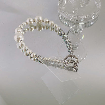 Lanyard Strap Phone Rhinestone Pearl Faux Pad with