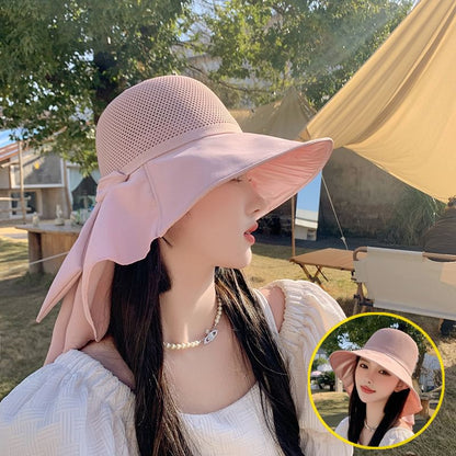 Bow with Neck Sun Hat Flap