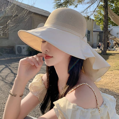Bow with Neck Sun Hat Flap