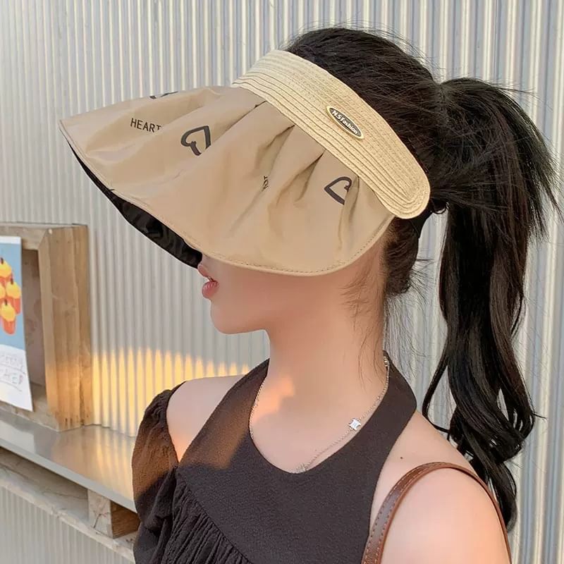 Sun Visor Print Heart Wide Brim