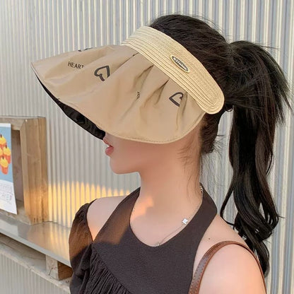 Sun Visor Print Heart Wide Brim