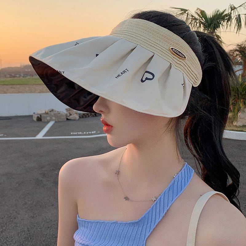 Sun Visor Print Heart Wide Brim