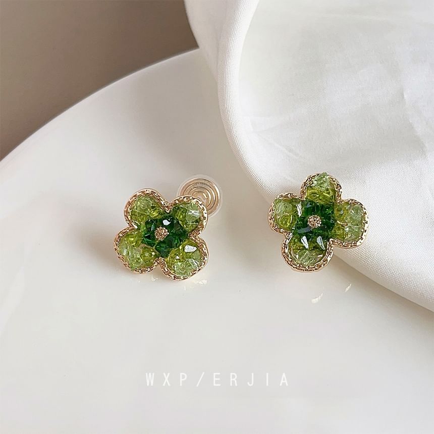 Cuff Crystal Ear Clover Faux Alloy