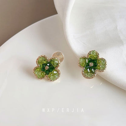 Cuff Crystal Ear Clover Faux Alloy