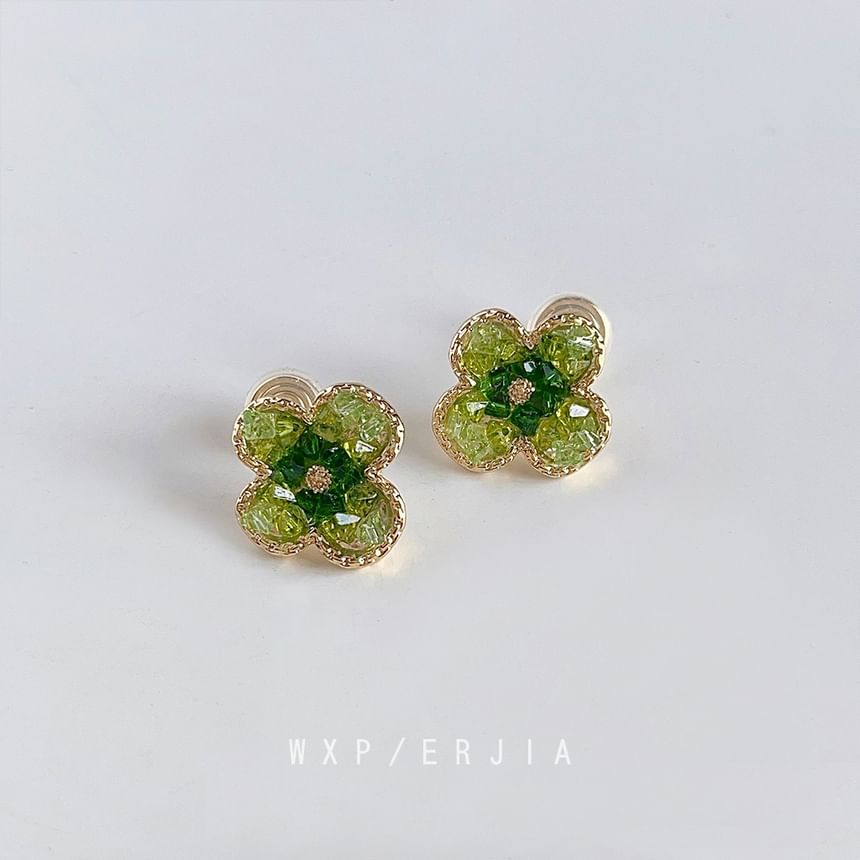 Cuff Crystal Ear Clover Faux Alloy